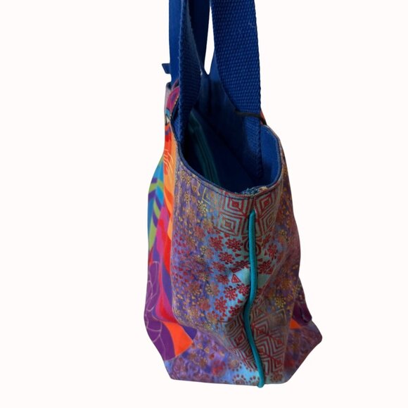 Laurel Burch Colorful Cat Tote Quirky Bag Rainbow Felines Dual Handles Zipper - Picture 3 of 16